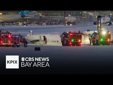 Delta plane overturns during landing at Toronto airport