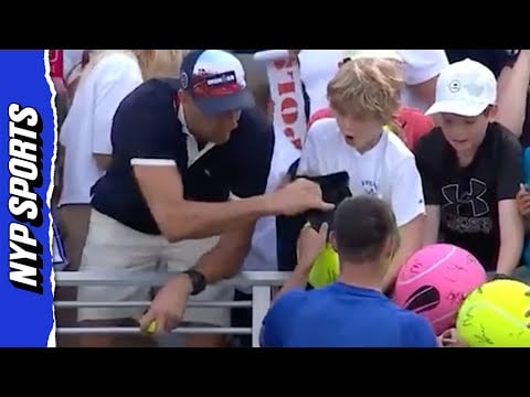 Man shamelessly grabs Kamil Majchrzak's hat from kid at US Open