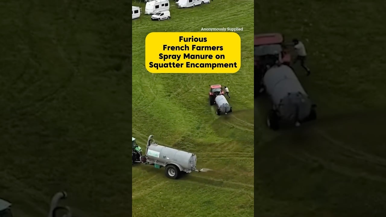 Upset French Farmers Spray Manure On Travelers Squatting On Their Private Property