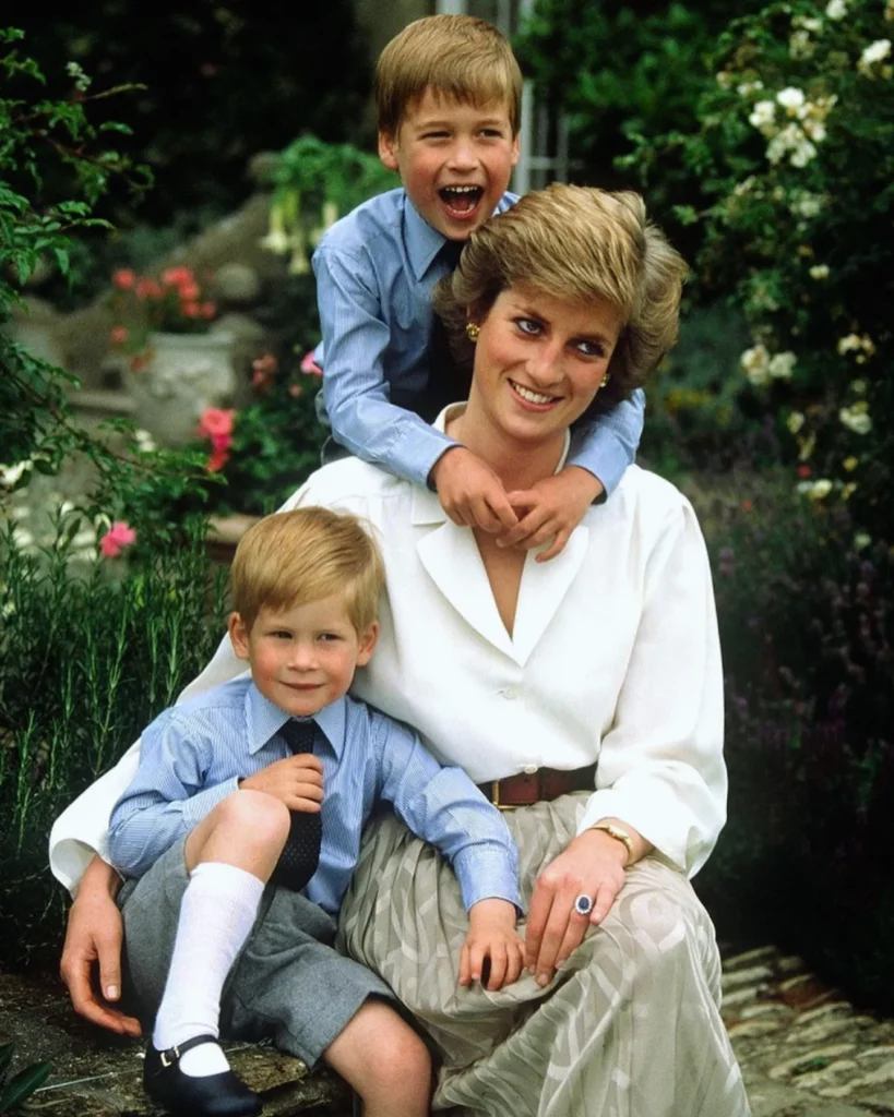 Princess Diana with Prince William and Prince Harry