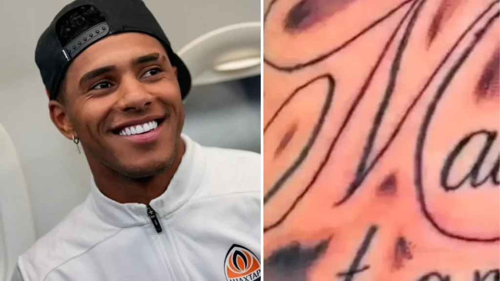 Footballer tattoos name of newborn daughter