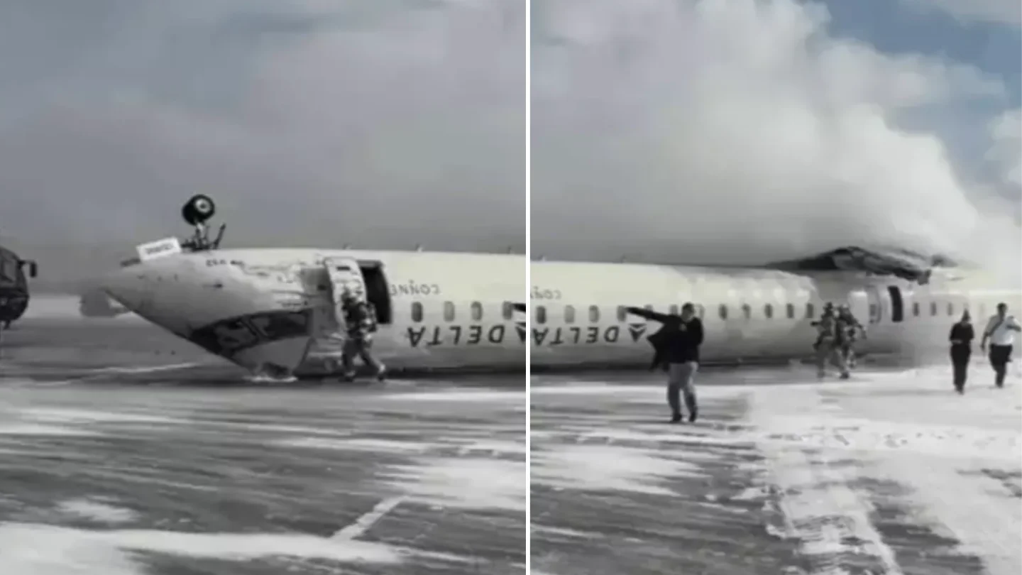 Shocking Airport Footage Shows Plane Upside Down After Failed Landing in Canada